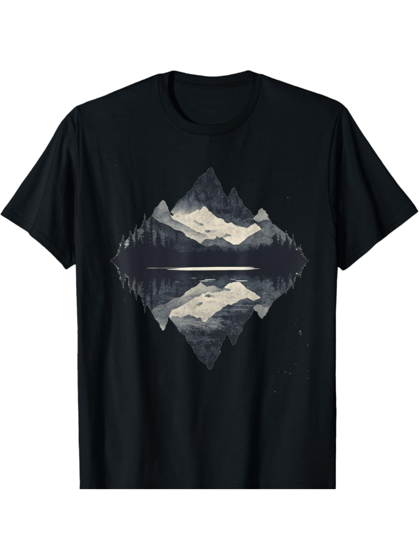 Men's Graphic T-Shirt Snow Capped Peaks Reflected In Still Lake With Misty Forest Mountains