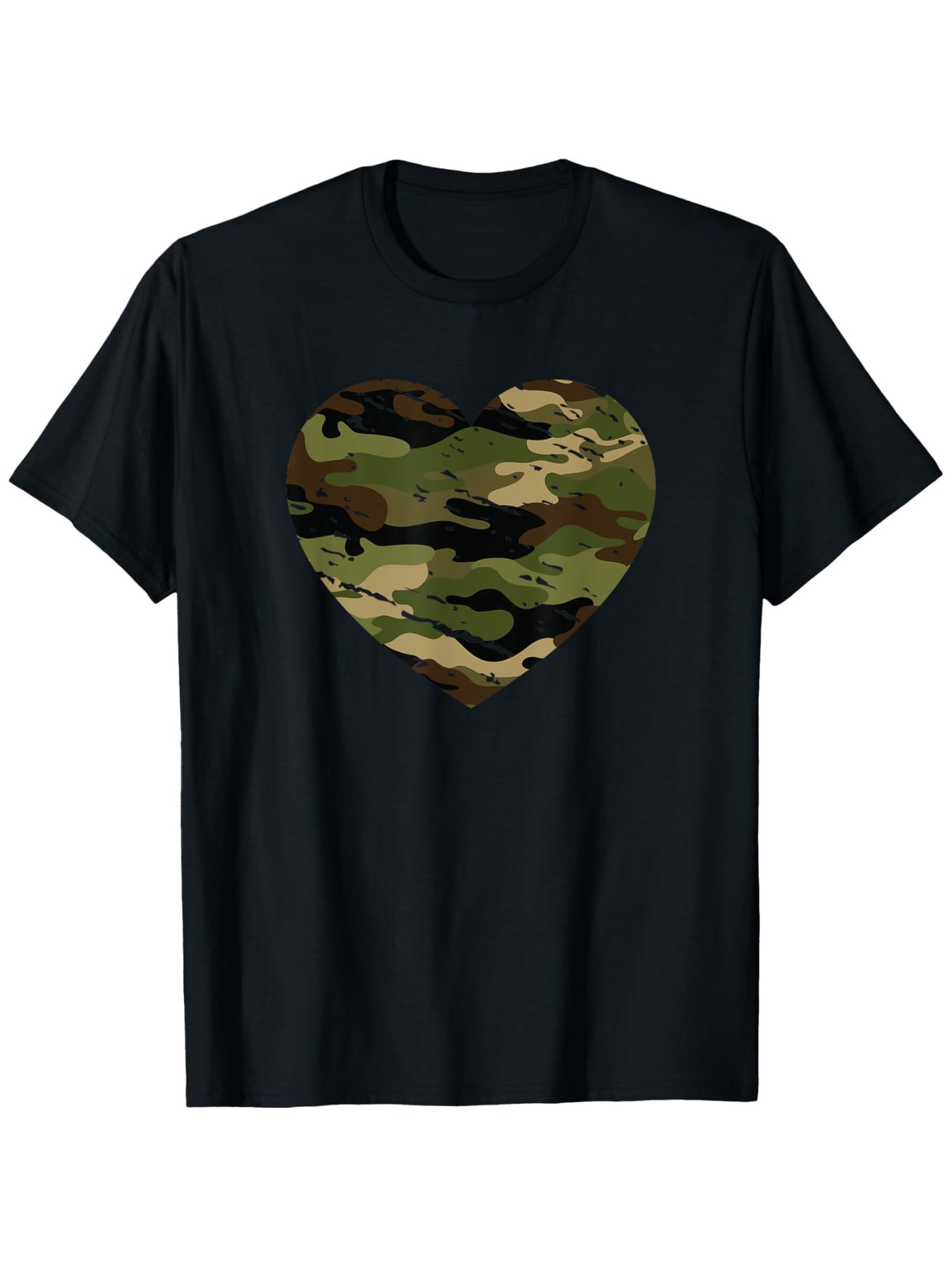Men's Graphic T-Shirt Army Camouflage Pattern In Bold Heart Shape