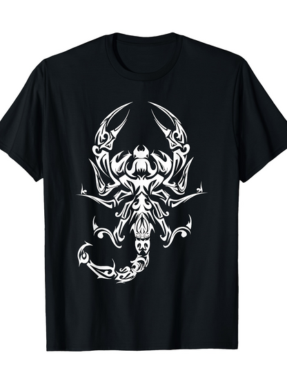 Men's Graphic T-Shirt Ornate Tribal Lines Forming Fierce Foreboding Detailed Scorpion