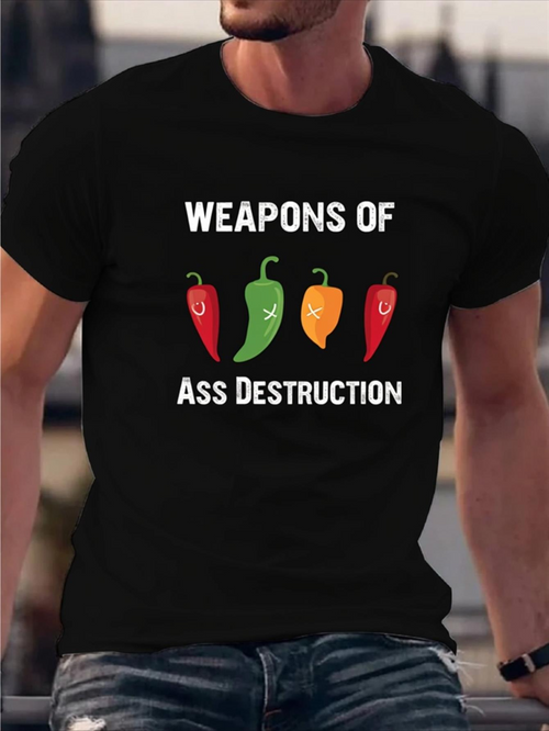 Men's Graphic T-Shirt Weapons Of Ass Destruction Colorful Spicy Chili Peppers Lined Up