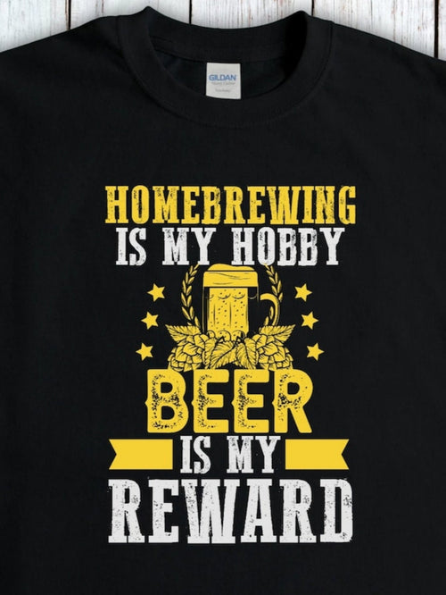 Men's Graphic T-Shirt Homebrewing Is My Hobby Golden Stars With Beer Mug Surrounded By Hops Beer