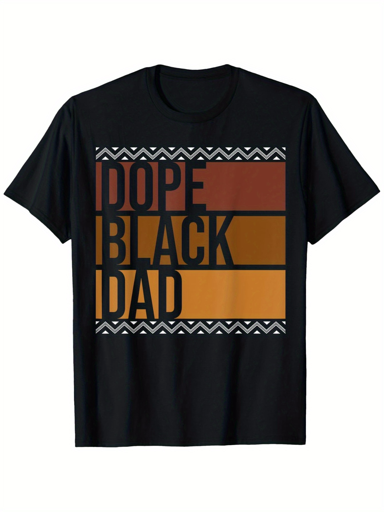 Men's Graphic T-Shirt Dope Black Dad With Geometric Patterns And Color Block Design