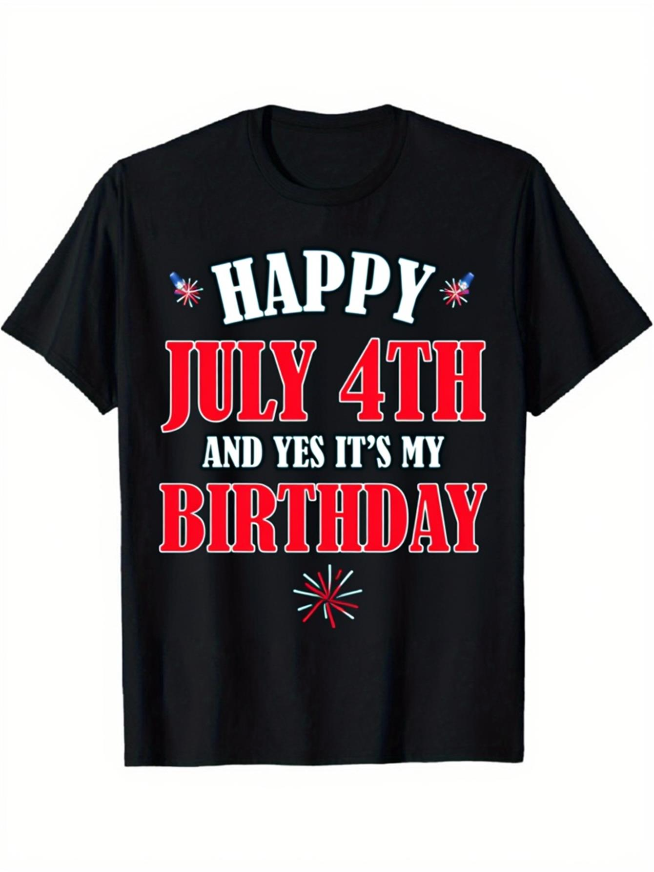Men's Graphic T-Shirt Happy July 4th And Yes Its My Birthday Firework Graphic T Shirt