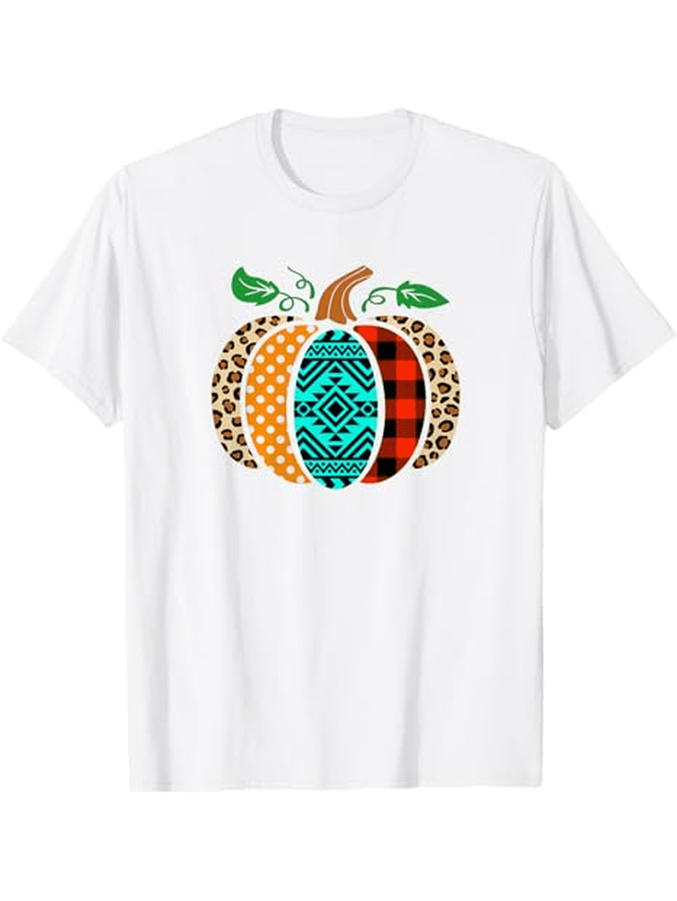 Men's Graphic T-Shirt Vibrant Geometric Patterns With Animal Prints Surrounding Colorful Pumpkin