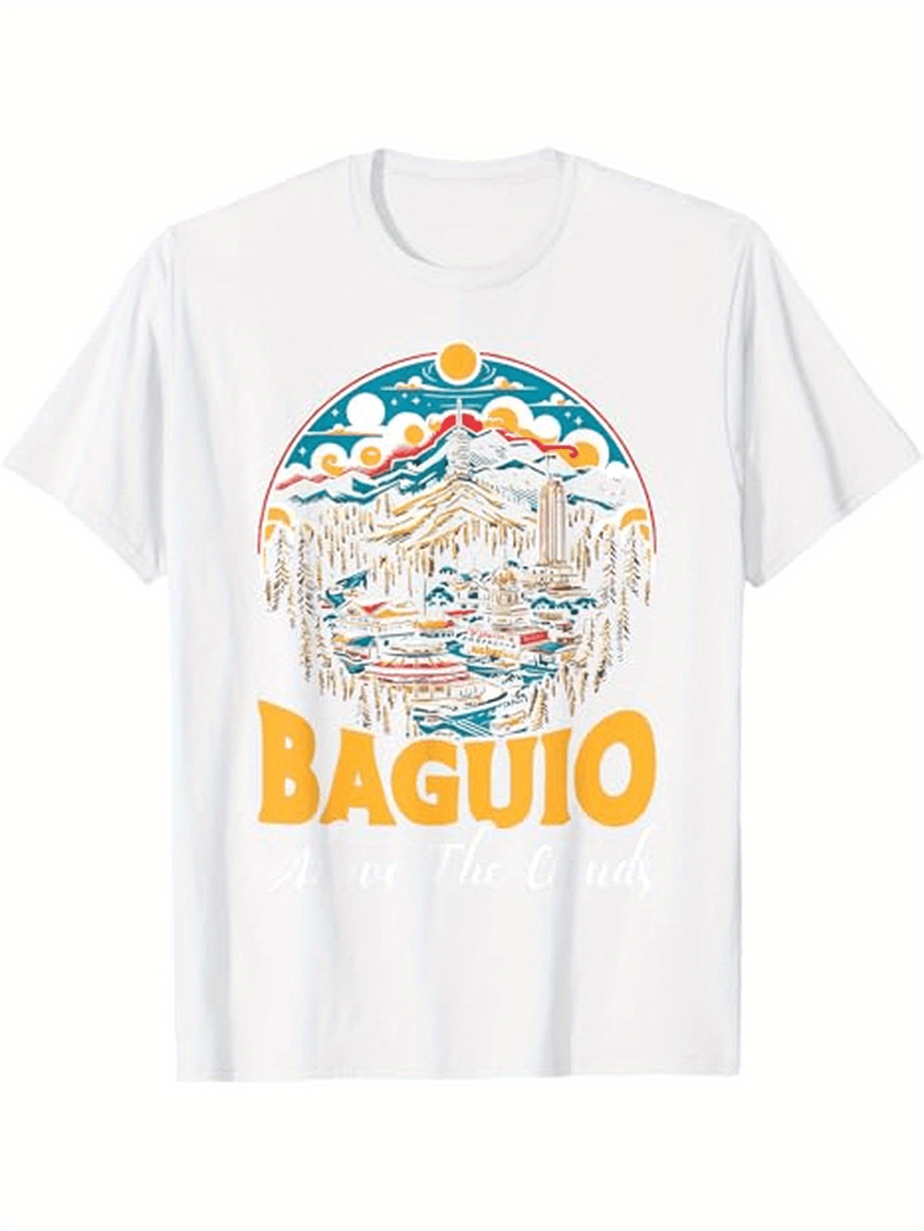 Men's Graphic T-Shirt Baguio Vintage Mountain Landscape Under Golden Sun Scenic View