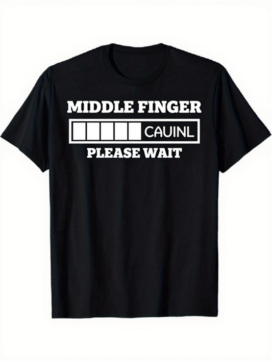 Men's Graphic T-Shirt Middle Finger Please Wait Progress Loading Bar Graphic Tee