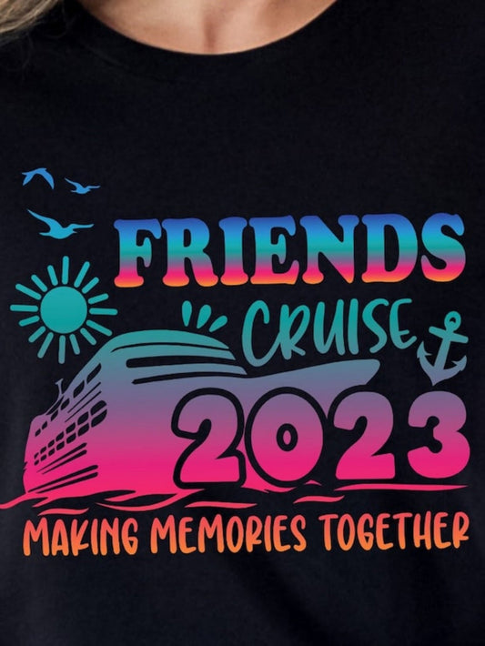 Men's Graphic T-Shirt Friends Cruise 2023 Making Memories Together With Sun Birds And Large Cruise Ship