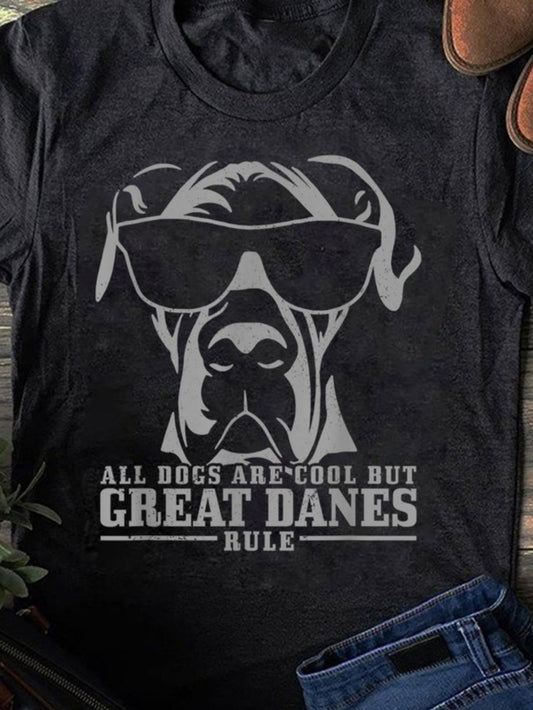 Men's Graphic T-Shirt All Dogs Are Cool But Great Danes Rule Sunglasses Illustration Great Dane