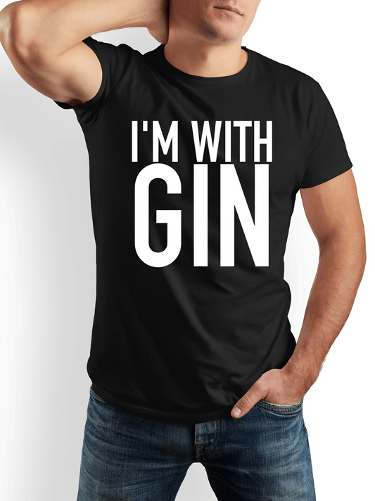 Men's Graphic T-Shirt Im With Gin Playful Statement In Bold White Lettering T Shirt