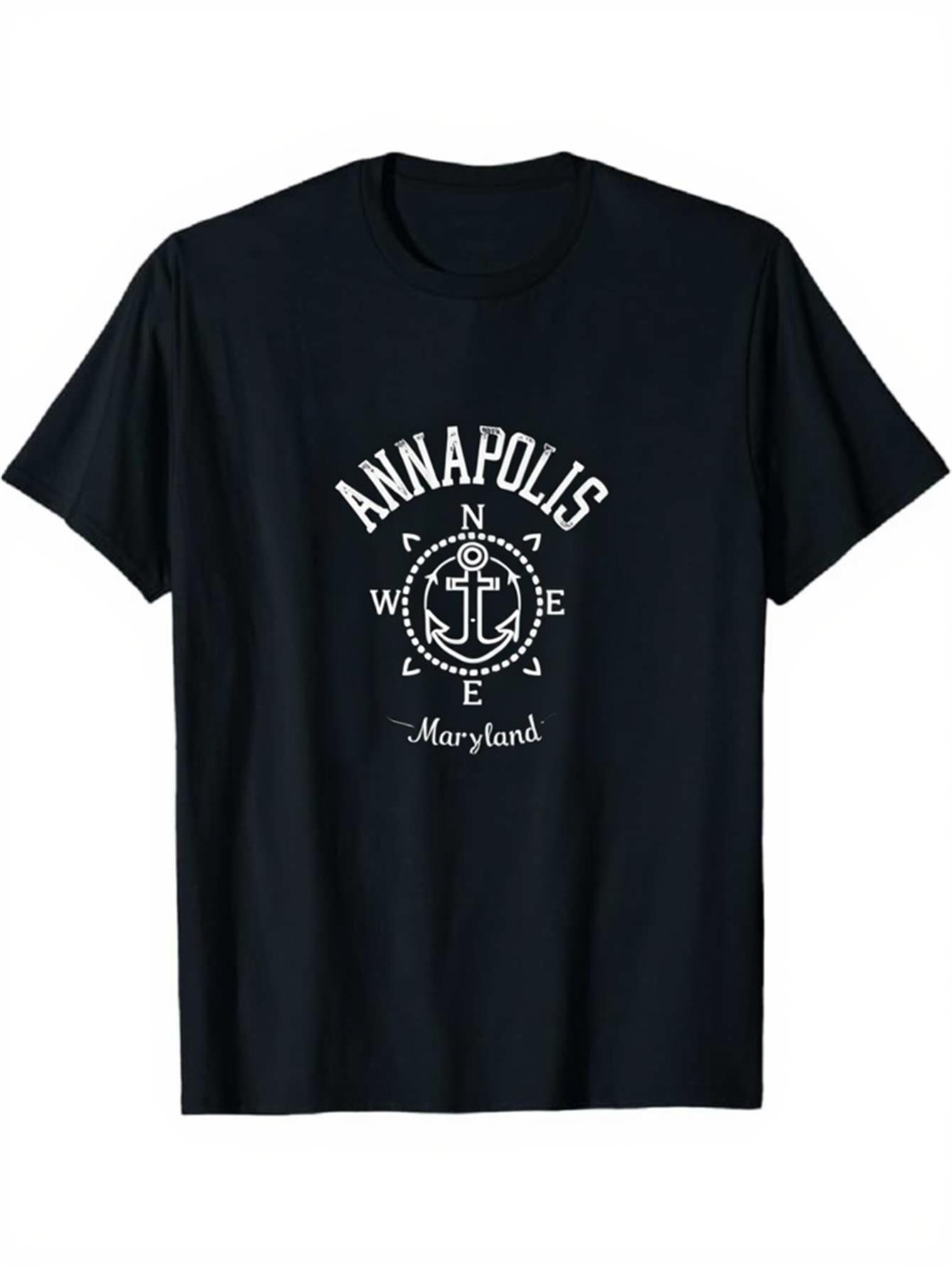 Men's Graphic T-Shirt Annapolis Maryland With Vintage Nautical Anchor And Compass Design T Shirt