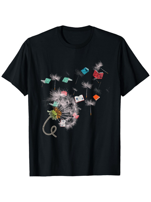 Men's Graphic T-Shirt Delicate Dandelion Seeds Floating With Colorful Falling Mailboxes Dandelion