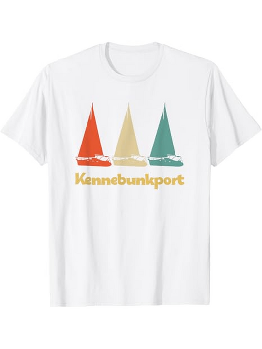 Men's Graphic T-Shirt Kennebunkport Retro Colored Sailboats With Minimalist Summer Design Sailboat