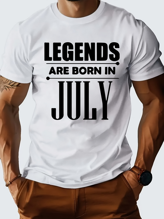 Men's Graphic T-Shirt Legends Are Born In July Bold Black Statement Typography T Shirt