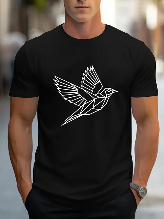 Men's Graphic T-Shirt Geometric Lines Forming Abstract Flying Bird