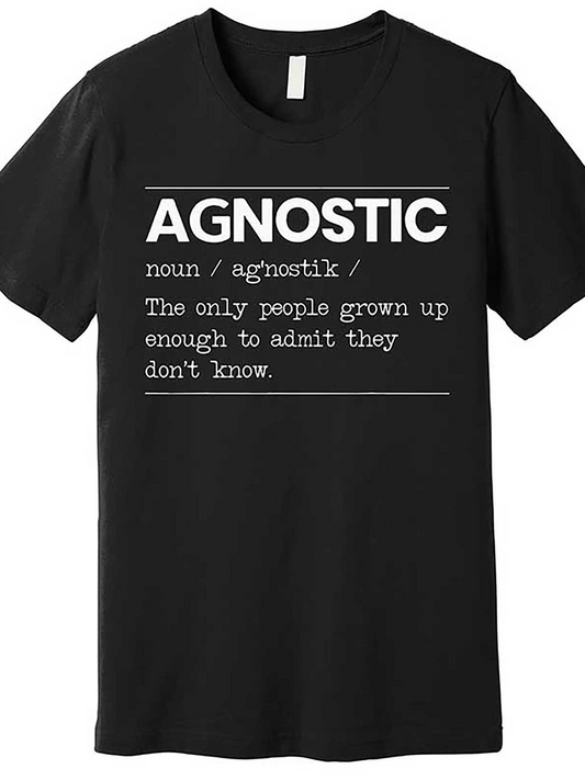 Men's Graphic T-Shirt Agnostic Definition With Clean Minimalist Typography Statement T Shirt