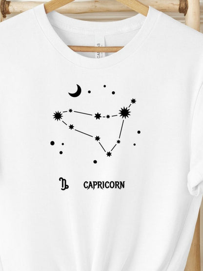 Men's Graphic T-Shirt Capricorn Constellation With Stars And Crescent Moon Symbol