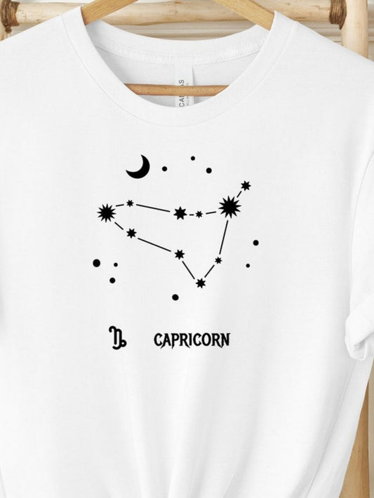 Men's Graphic T-Shirt Capricorn Constellation With Stars And Crescent Moon Symbol