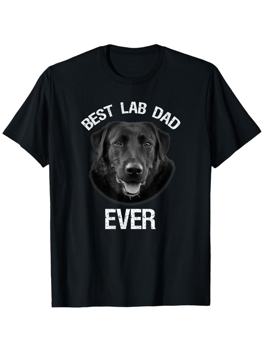 Men's Graphic T-Shirt Best Lab Dad Ever Realistic Dog Portrait With Text Design