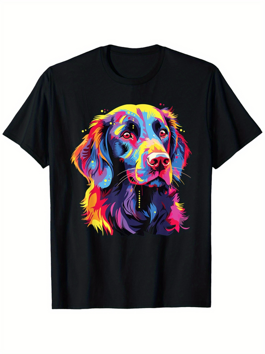 Men's Graphic T-Shirt Vivid Splashes Of Color Illuminating Lively Gentle Dog Portrait