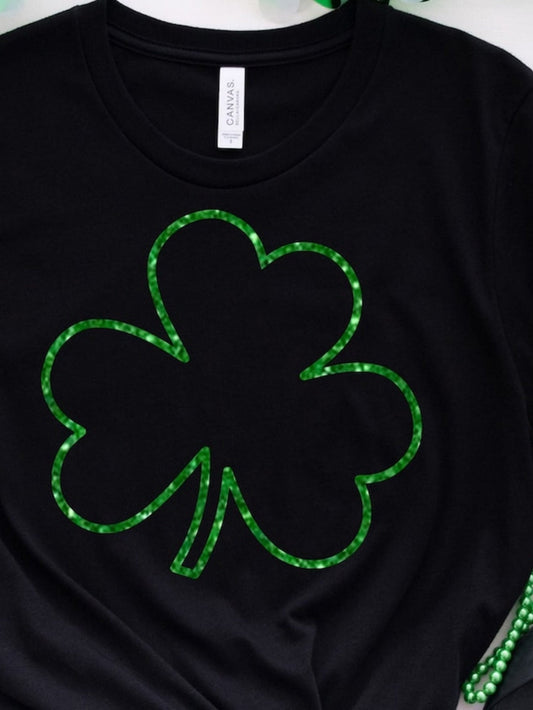 Men's Graphic T-Shirt Shimmering Green Outline Highlighted Festive St Patricks Day Shamrock
