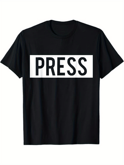 Men's Graphic T-Shirt Press Bold Letters In White Box Centered T Shirt