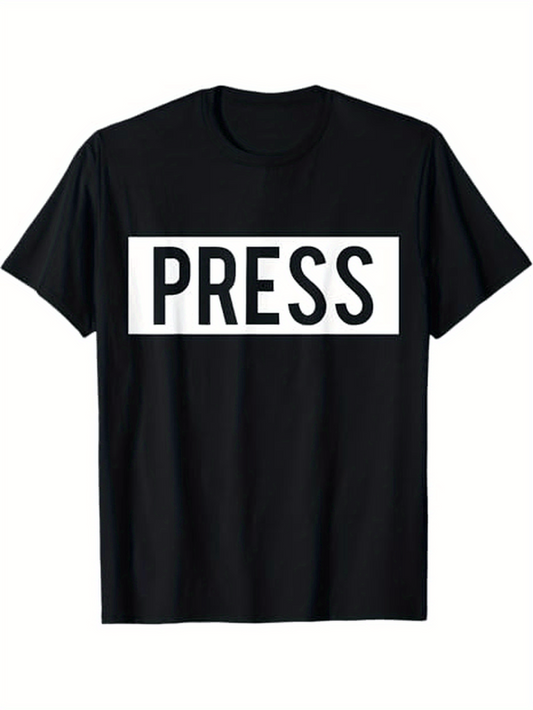 Men's Graphic T-Shirt Press Bold Letters In White Box Centered T Shirt