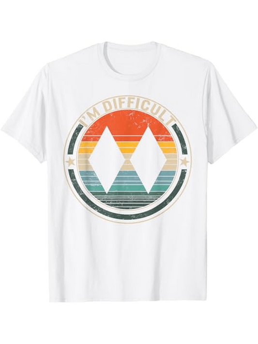 Men's Graphic T-Shirt Im Difficult Vintage Striped Retro Circles With White Geometric Diamond Shapes
