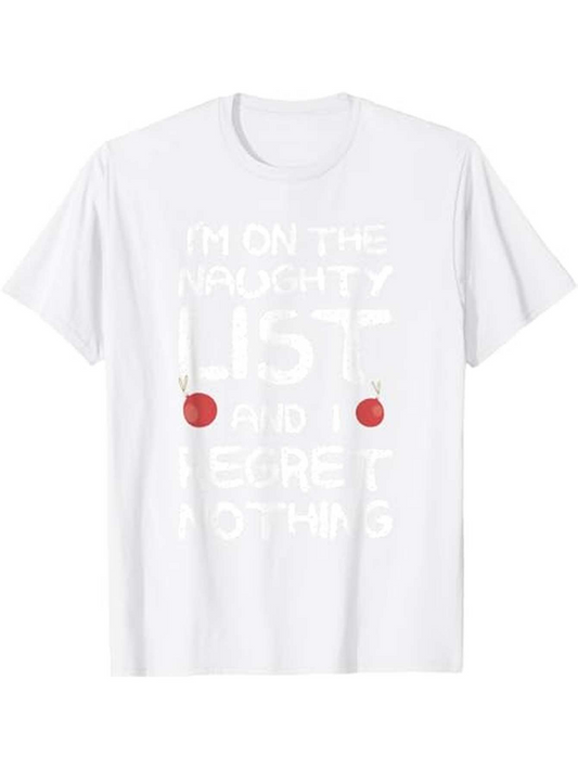 Men's Graphic T-Shirt Im On The Naughty List With Red Circles On White Shirt