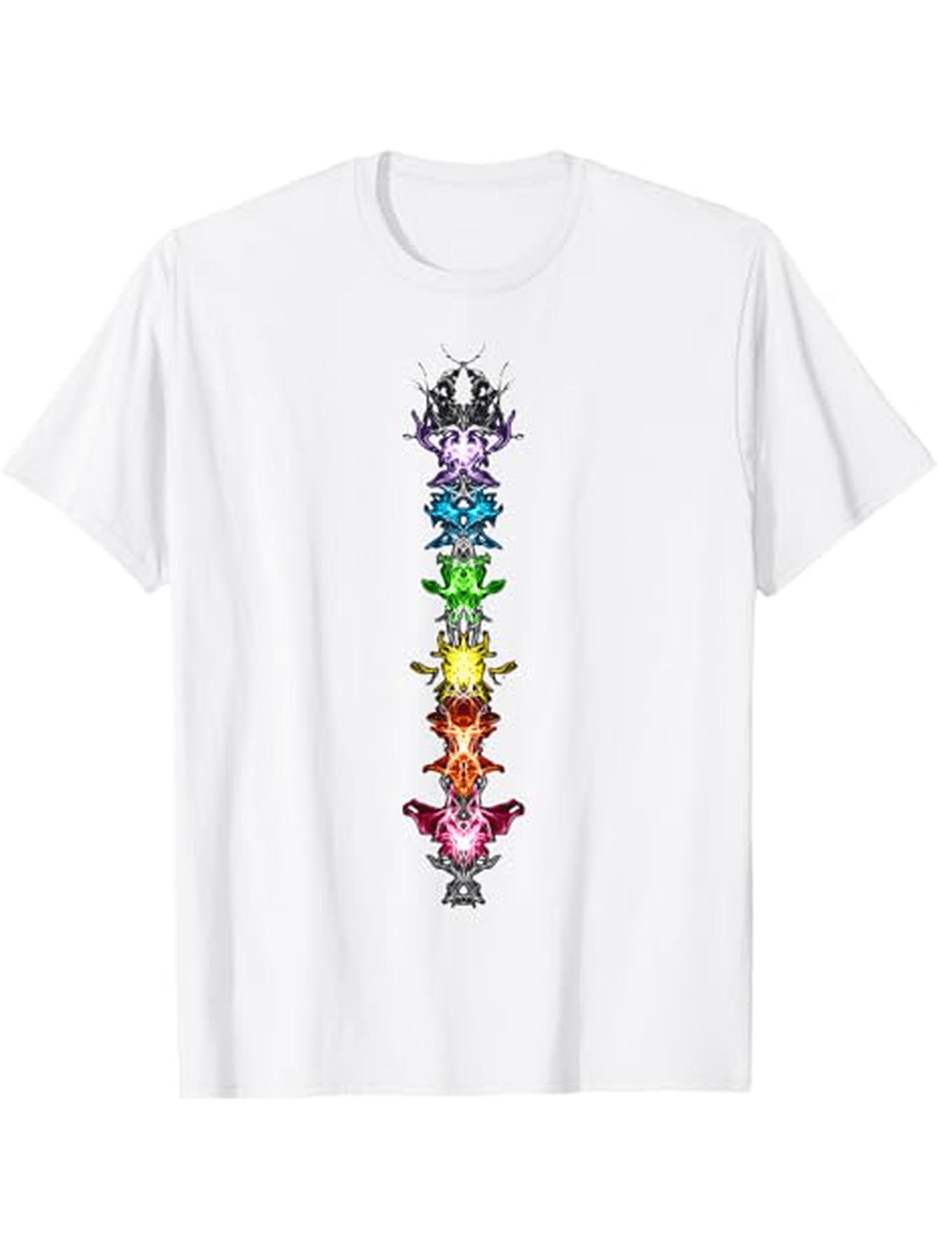 Men's Graphic T-Shirt Colorful Energy Symbols Aligned In Vertical Central Pattern