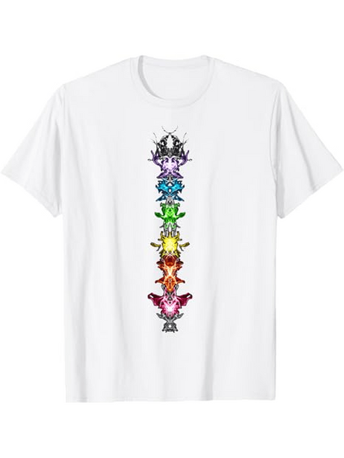 Men's Graphic T-Shirt Colorful Energy Symbols Aligned In Vertical Central Pattern