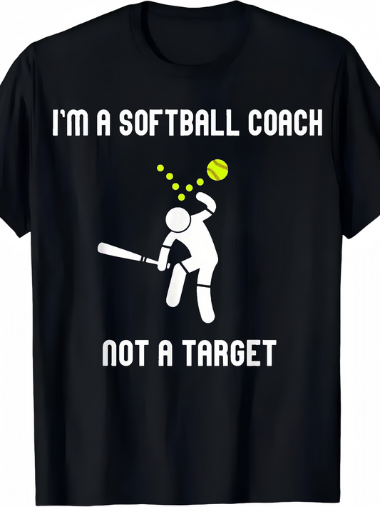 Men's Graphic T-Shirt Im A Softball Coach With Flying Balls Cartoon Figure