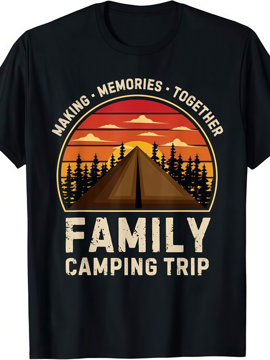 Men's Graphic T-Shirt Making Memories Together In The Forest At Sunset Camping Tent