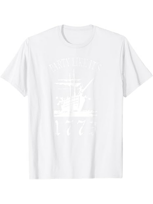 Men's Graphic T-Shirt Boston Tea Party 1773 Revolutionary War with Tea Pot and Colonial Ships