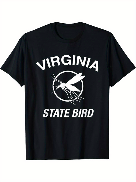 Men's Graphic T-Shirt Virginia State Bird With Circular Line Drawing Mosquito