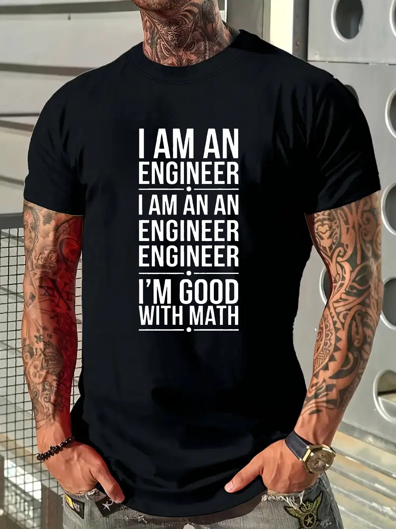 Men's Graphic T-Shirt I Am An Engineer Im Good With Math Statement Typography T Shirt