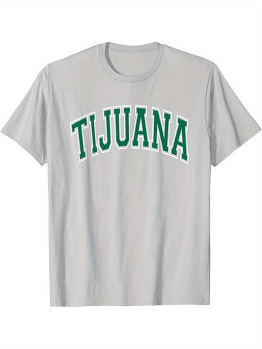 Men's Graphic T-Shirt Tijuana Green Collegiate Lettering On Classic City Shirt