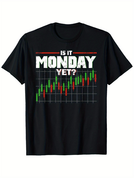 Men's Graphic T-Shirt Is It Monday Yet Stock Market Chart With Colorful Candlesticks