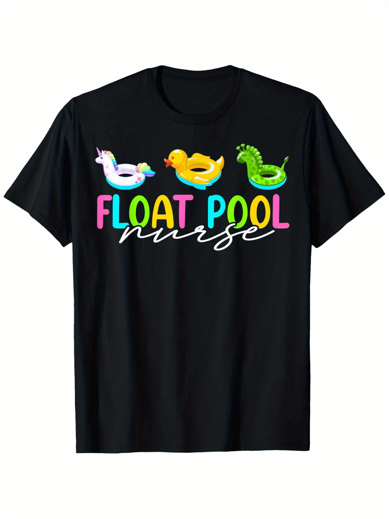 Men's Graphic T-Shirt Float Pool Nurse Inflatable Toys With Playful Summer Theme Animals