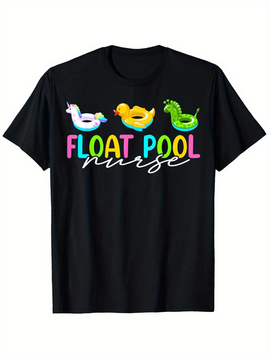 Men's Graphic T-Shirt Float Pool Nurse Inflatable Toys With Playful Summer Theme Animals