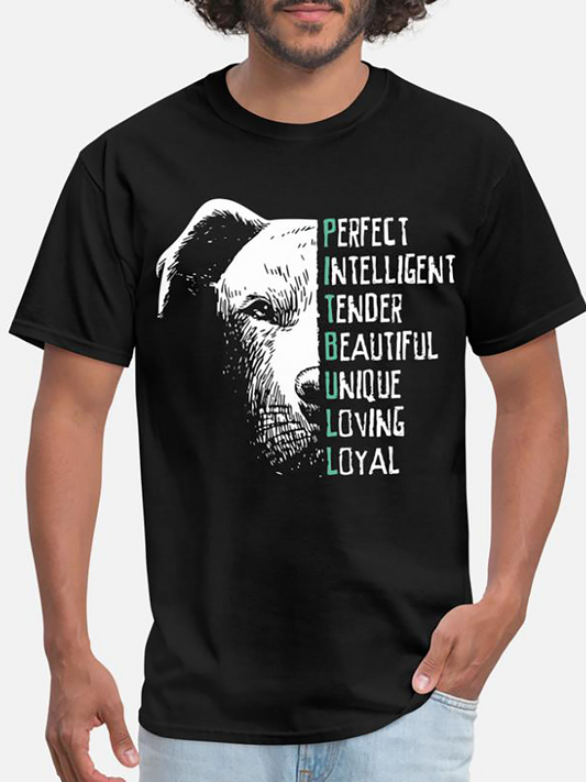 Men's Graphic T-Shirt Perfect Intelligent Tender Beautiful Unique Loving Loyal With Half Face Realistic Dog