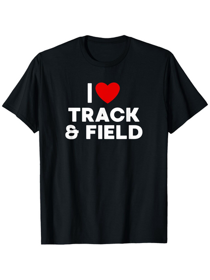 Men's Graphic T-Shirt I Love Bold Lettering Sports Track Field Black Shirt