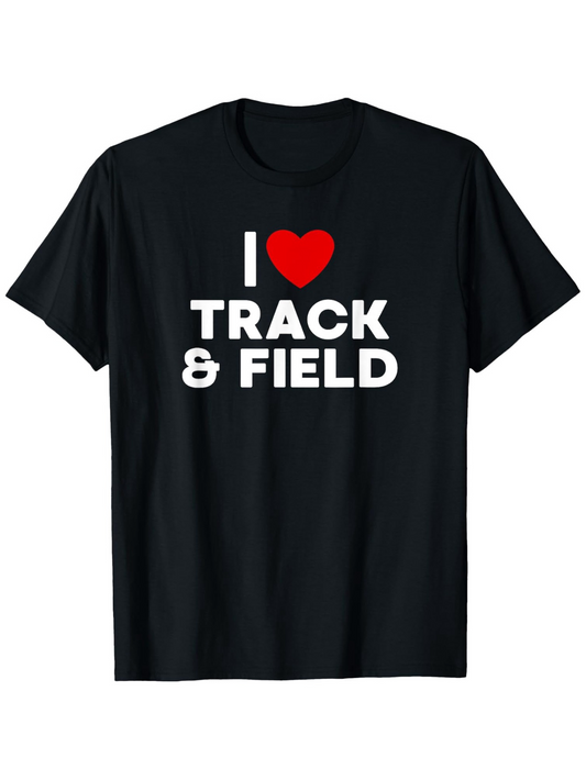 Men's Graphic T-Shirt I Love Bold Lettering Sports Track Field Black Shirt