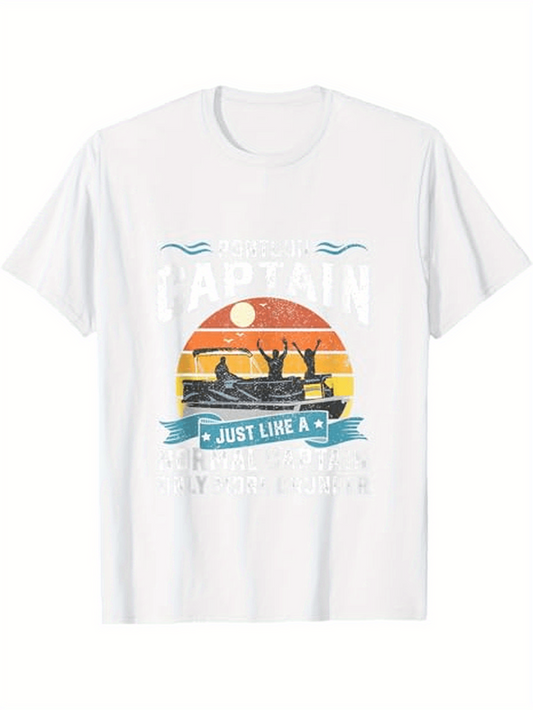 Men's Graphic T-Shirt Just Like A Captain With Boat Crew At Sunset Beach