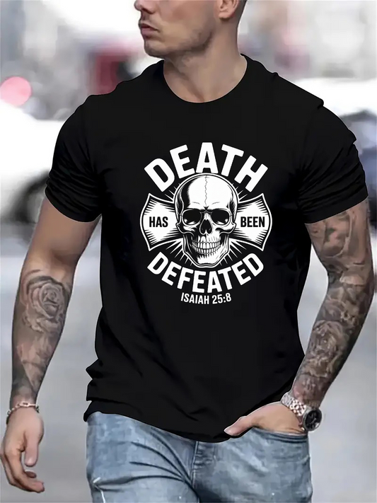 Men's Graphic T-Shirt Death Has Been Defeated Bold Skull Graphic T Shirt