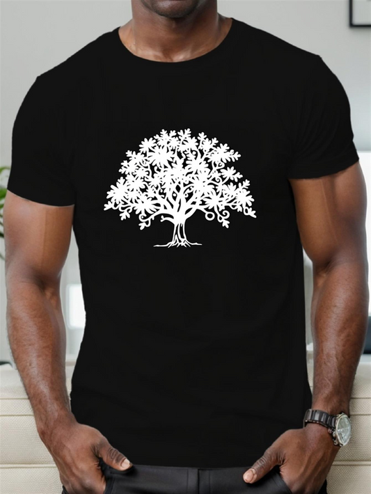 Men's Graphic T-Shirt Intricate Branches Spreading Widely Under Midnight Sky Majestic Tree
