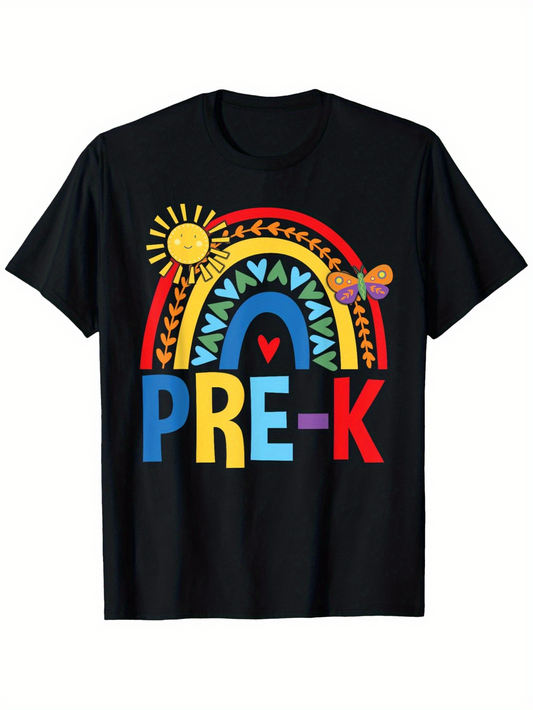 Men's Graphic T-Shirt Pre K Rainbow Butterfly And Sun With Playful Shapes T Shirt