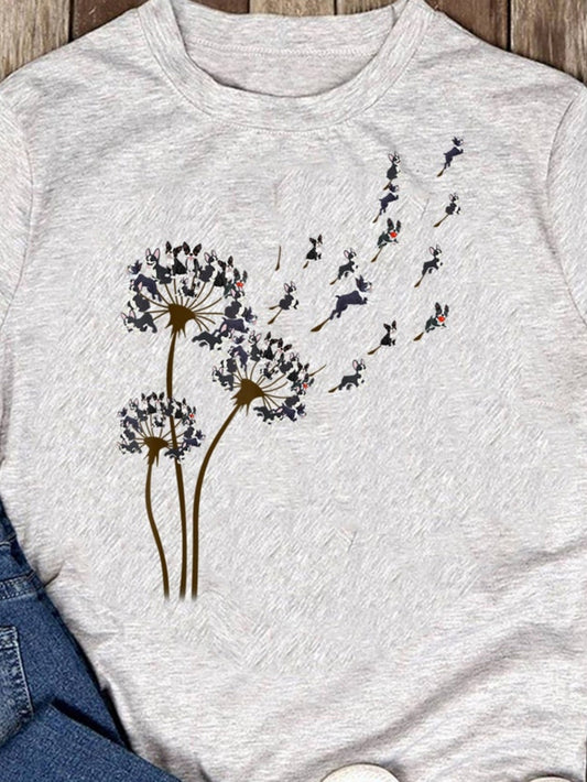 Men's Graphic T-Shirt Whimsical Wind Carrying Blossoms And Gentle Rabbits Dandelion