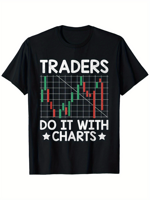 Men's Graphic T-Shirt Traders Do It With Bold Grid And Colorful Stock Charts