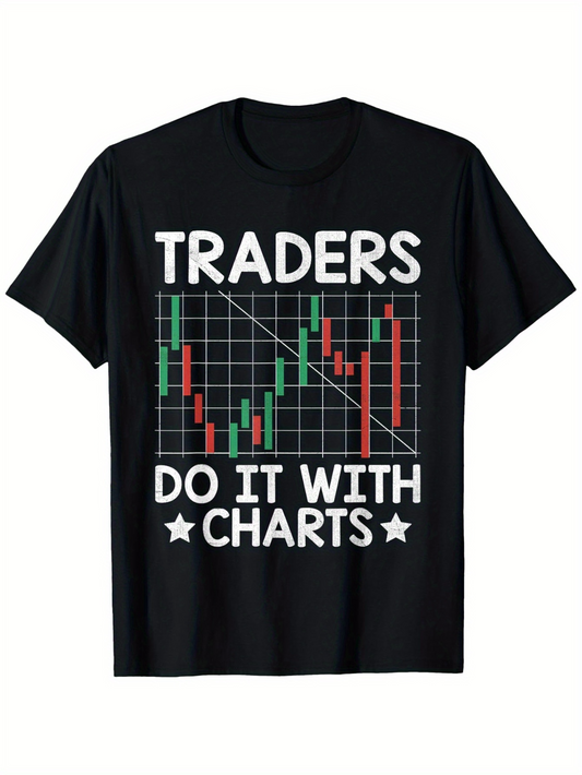 Men's Graphic T-Shirt Traders Do It With Bold Grid And Colorful Stock Charts