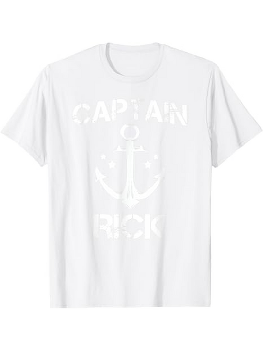 Men's Graphic T-Shirt Captain Rock Weathered Nautical Symbol Among Subtle Stain Effects Anchor